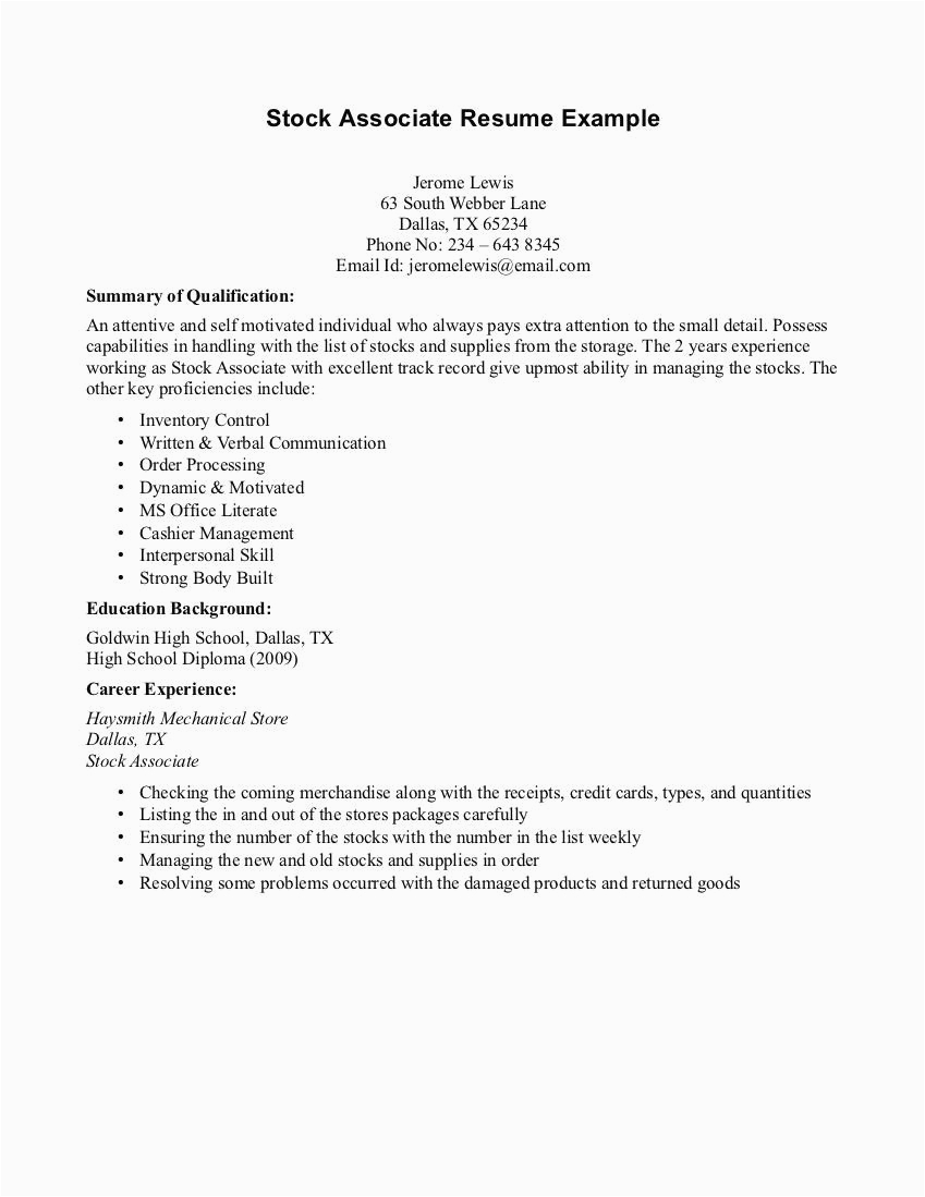 basic sample resume for no experience