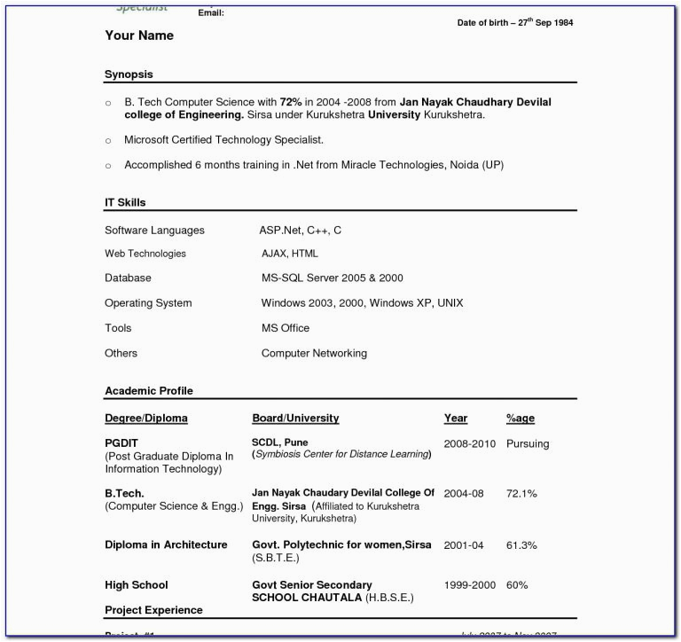 best resume format for freshers free pdf