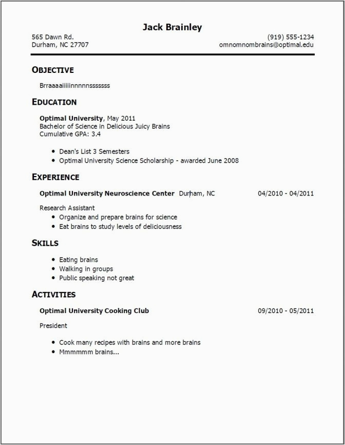 resume for first job no experience