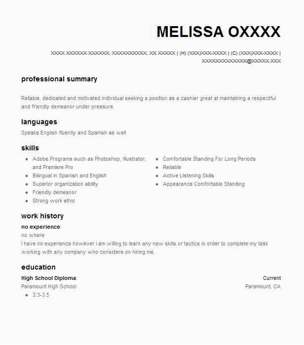 beginner resume examples for first time job with no experience
