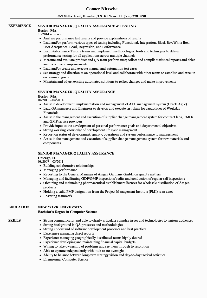 cv template for qa manager in pharma