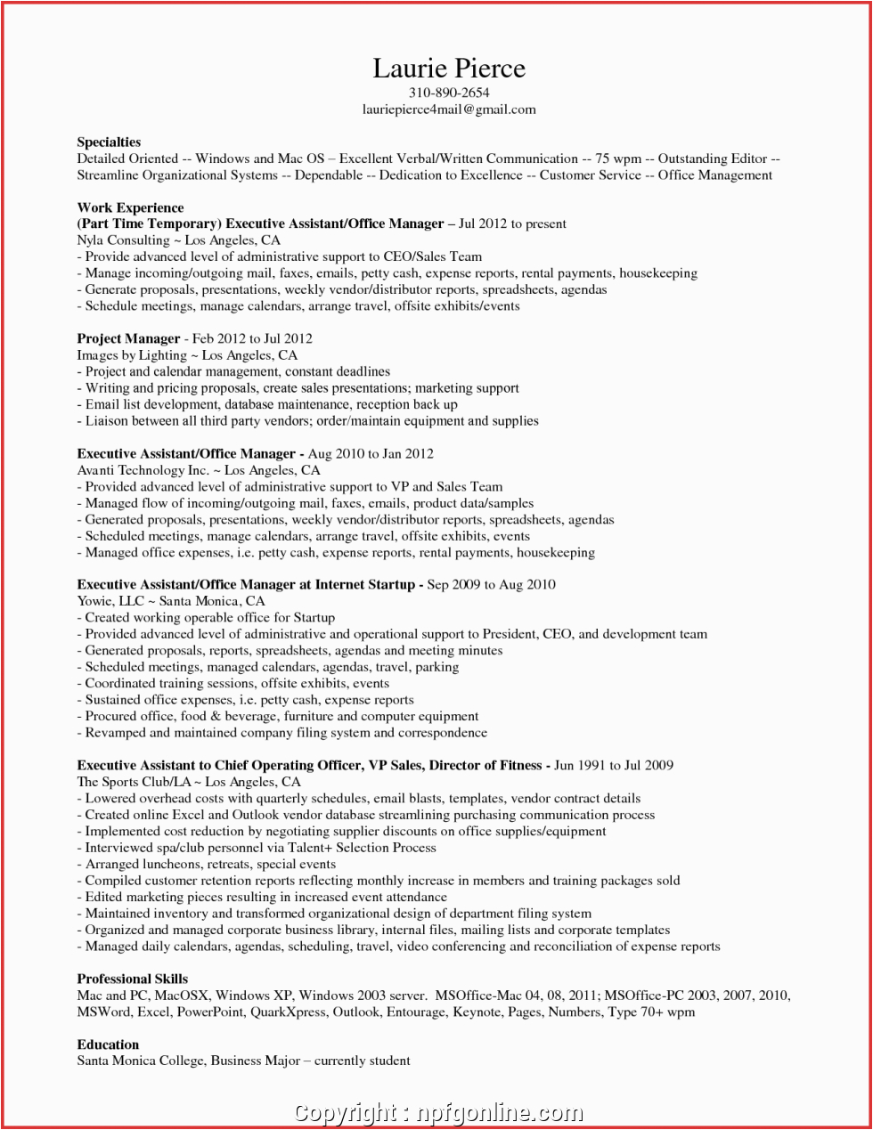 Sample Resume for Administrative assistant Office Manager New Sample Resume Executive assistant Fice Manager New