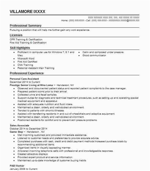 aged care resume samples