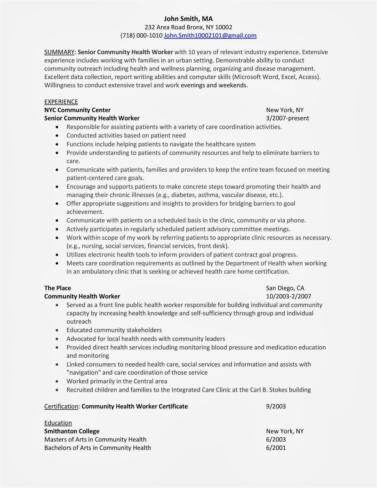 Sample Resume For Aged Care Worker With No Experience