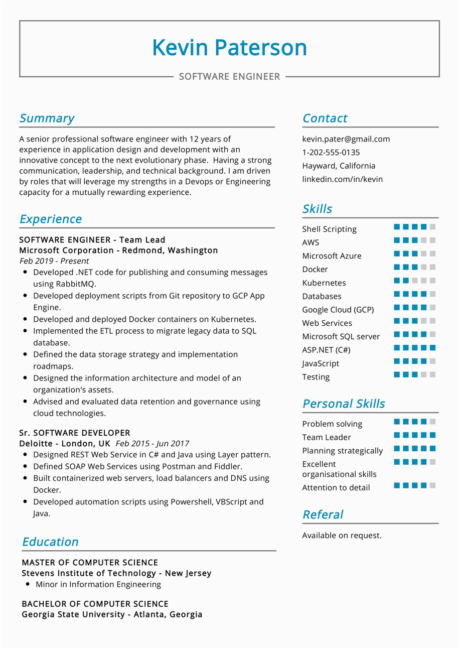 Sample Resume for Experienced software Engineer Doc software Engineer Resume Example