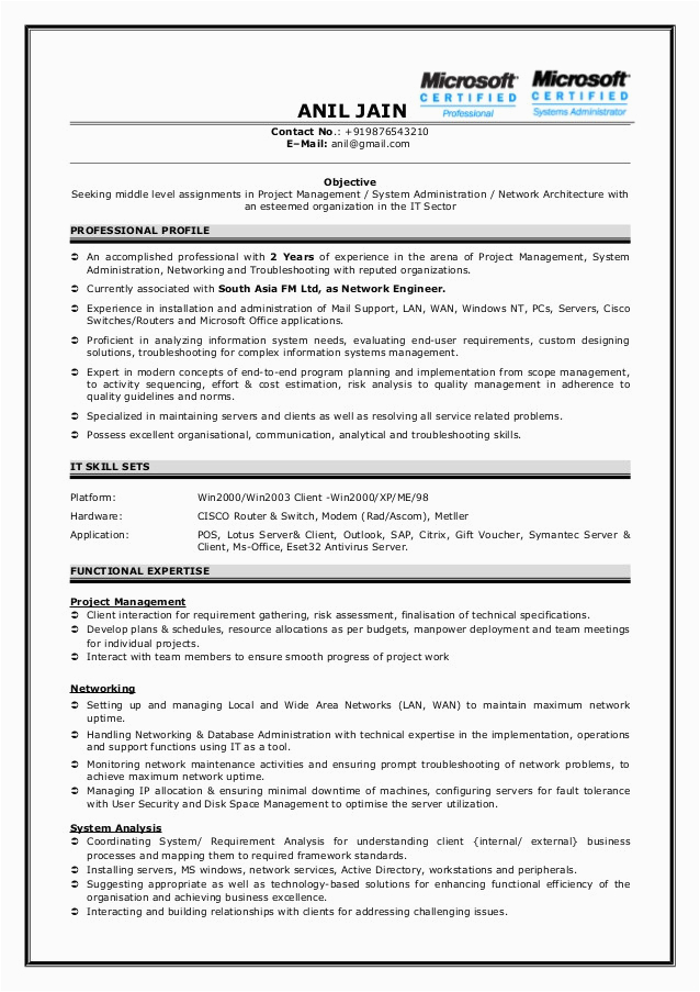 l1 support engineer resume