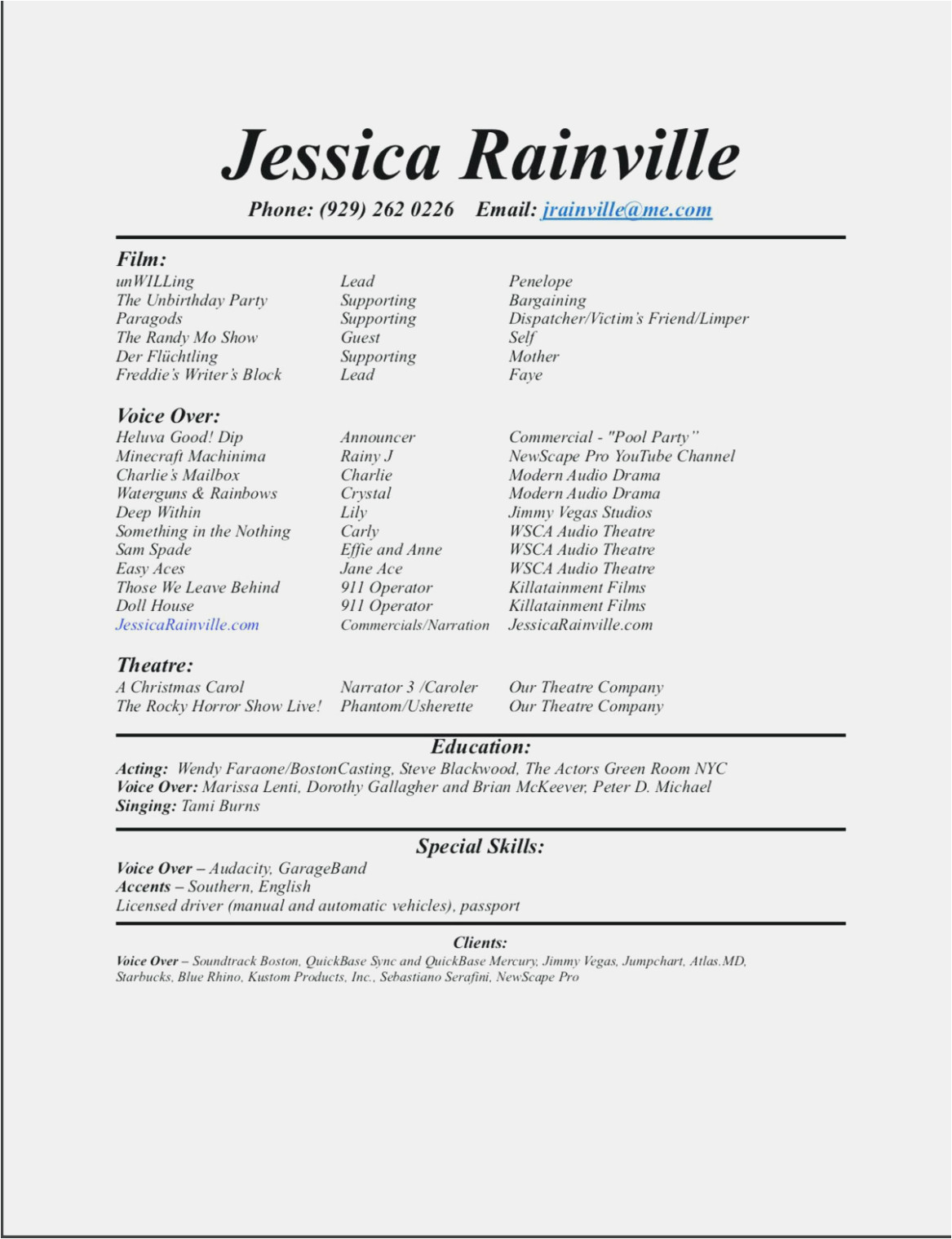 Sample Resume for Voice Over Artist why You Must Experience