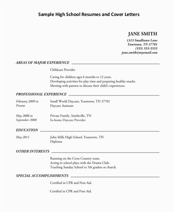 Simple Sample Resume for High School Student Free 8 Sample High School Resume Templates In Pdf