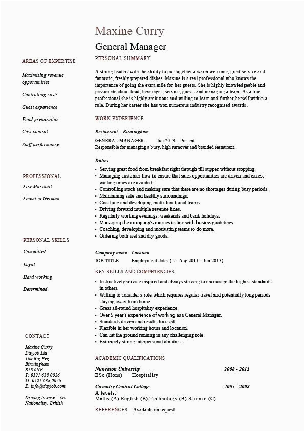 12 13 automotive general manager resume
