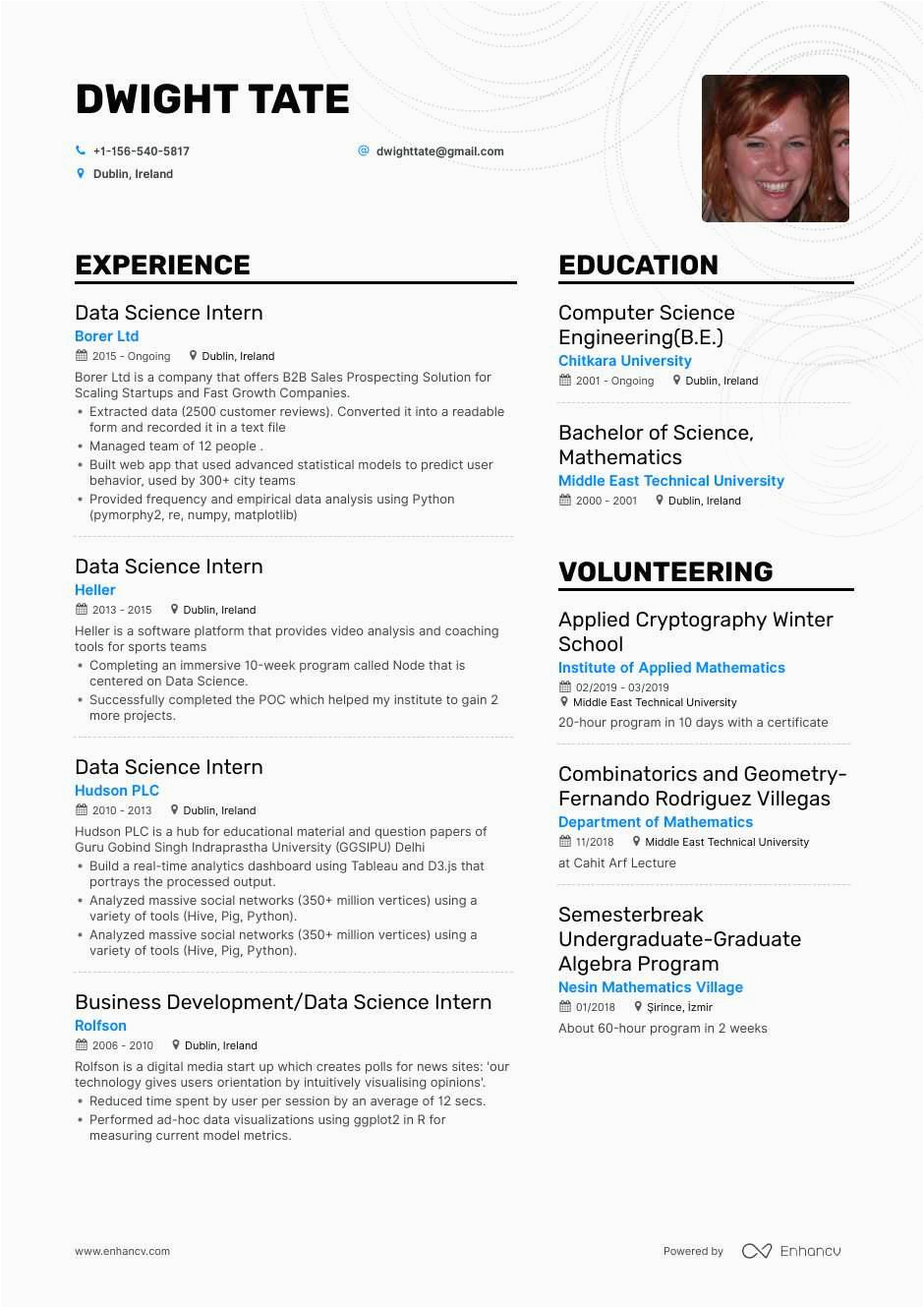 Data Science Resume Sample for Experienced top Data Science Intern Resume Examples & Samples for 2021