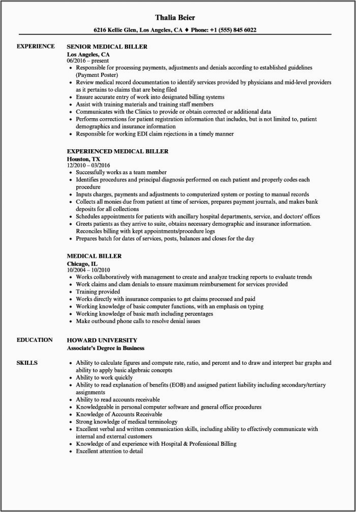 medical billing and coding resume