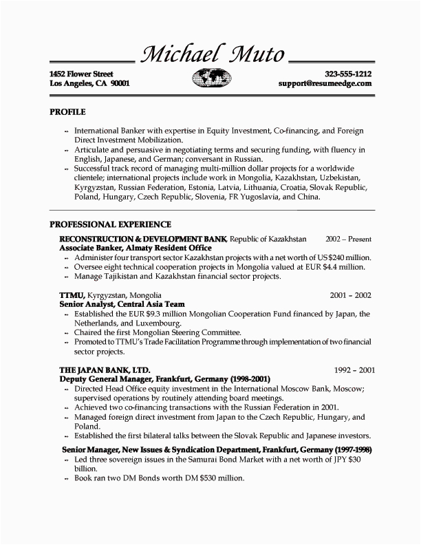 sample banking resumes