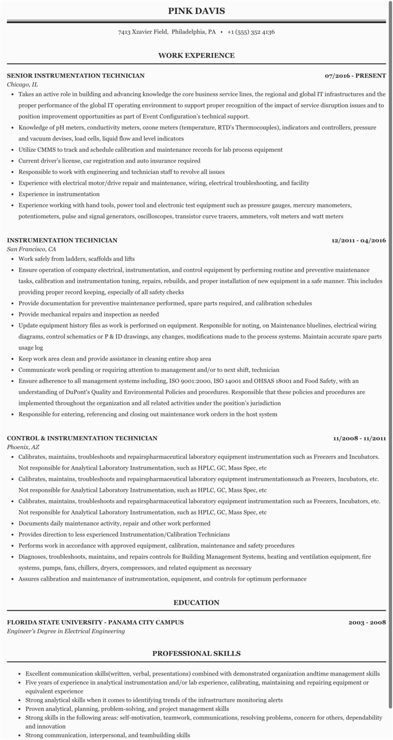 valve technician resume in word format