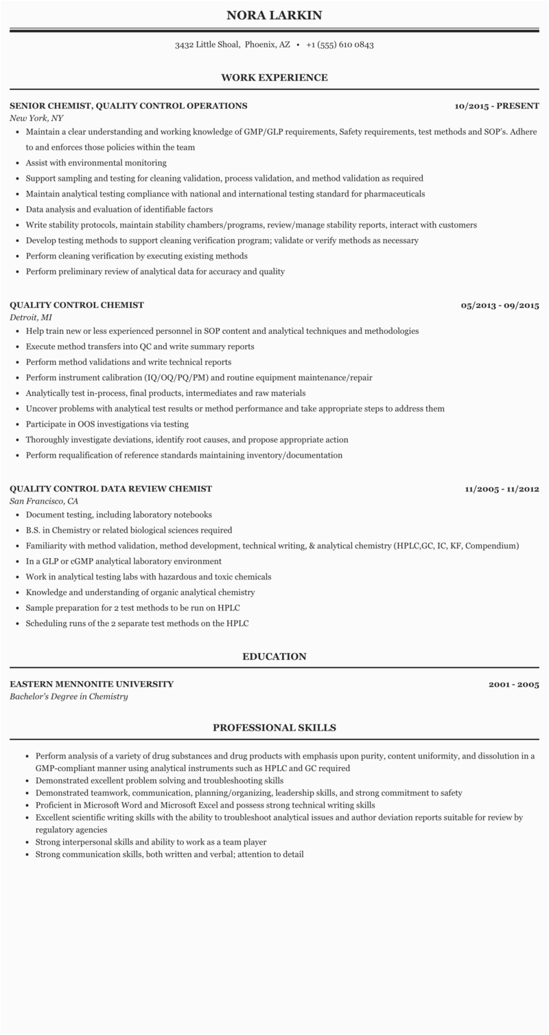 Pharmaceutical Resume Samples for Quality Control Check Pharmaceutical Quality Control Resume Sample Png