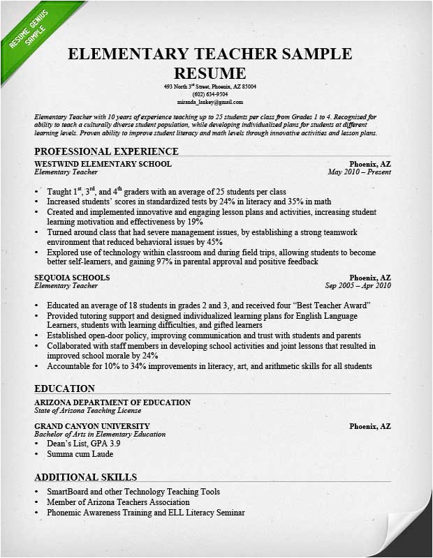 Professional Summary Resume Sample for Teachers Teacher Resume Samples & Writing Guide