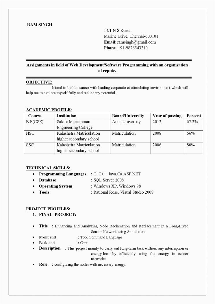 Resume Sample for Freshers Computer Science Engineers Sample Resume for Freshers Engineers Doc It is Natural
