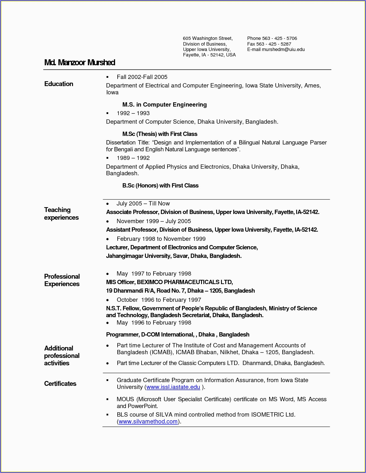 sample resume for freshers engineers puter science