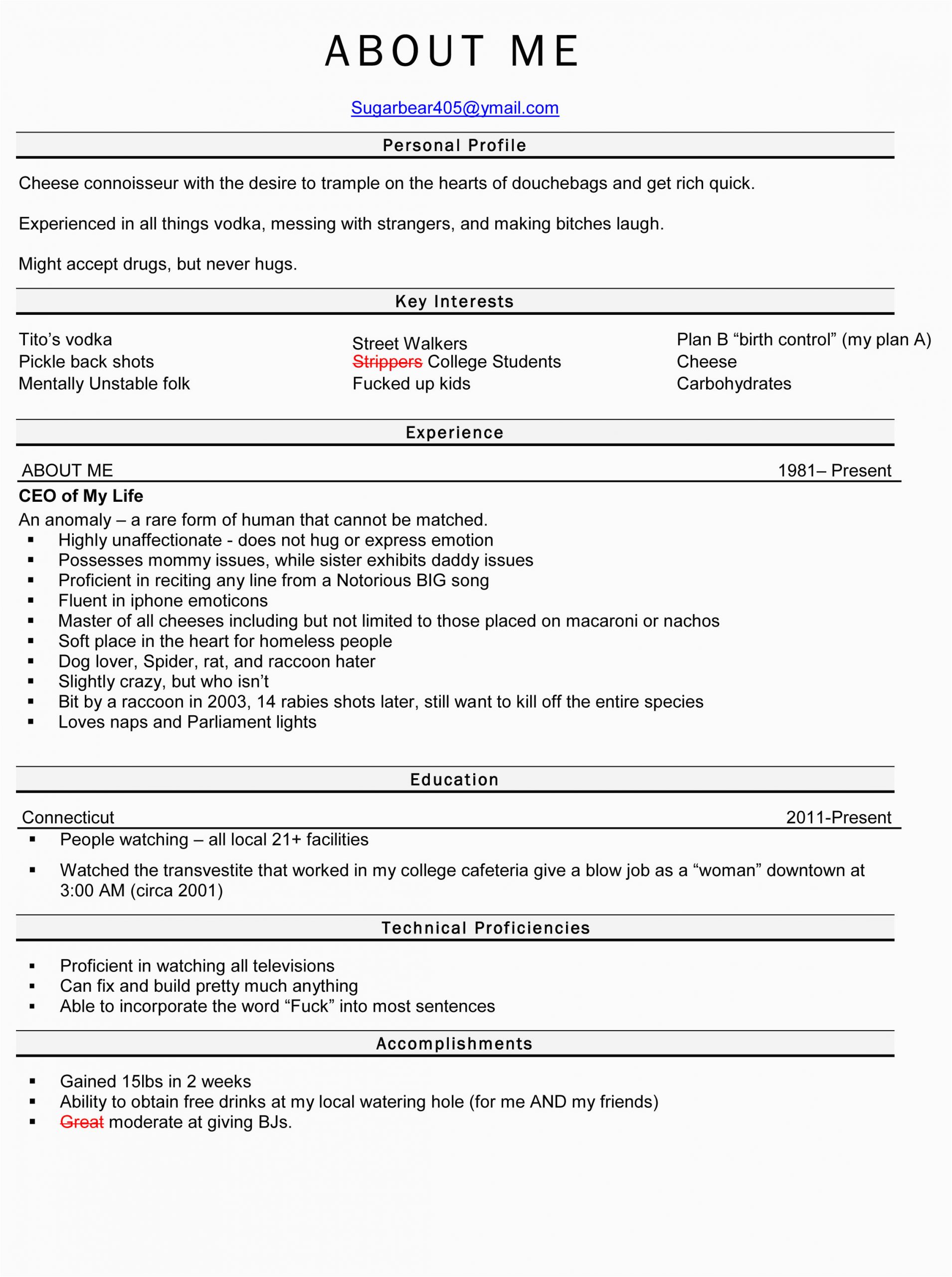 about me section in resume