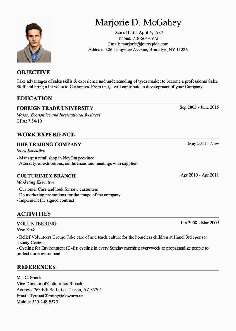 about me sample for resume