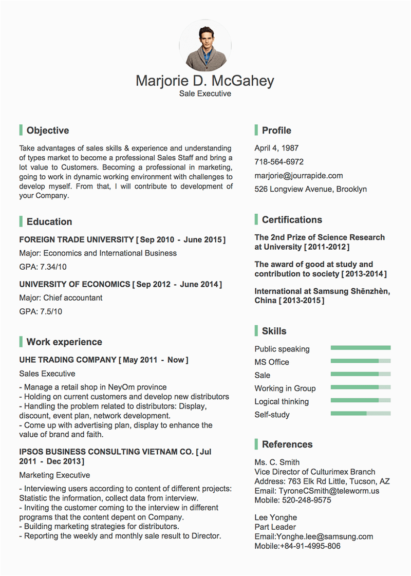 examples of about me on resume