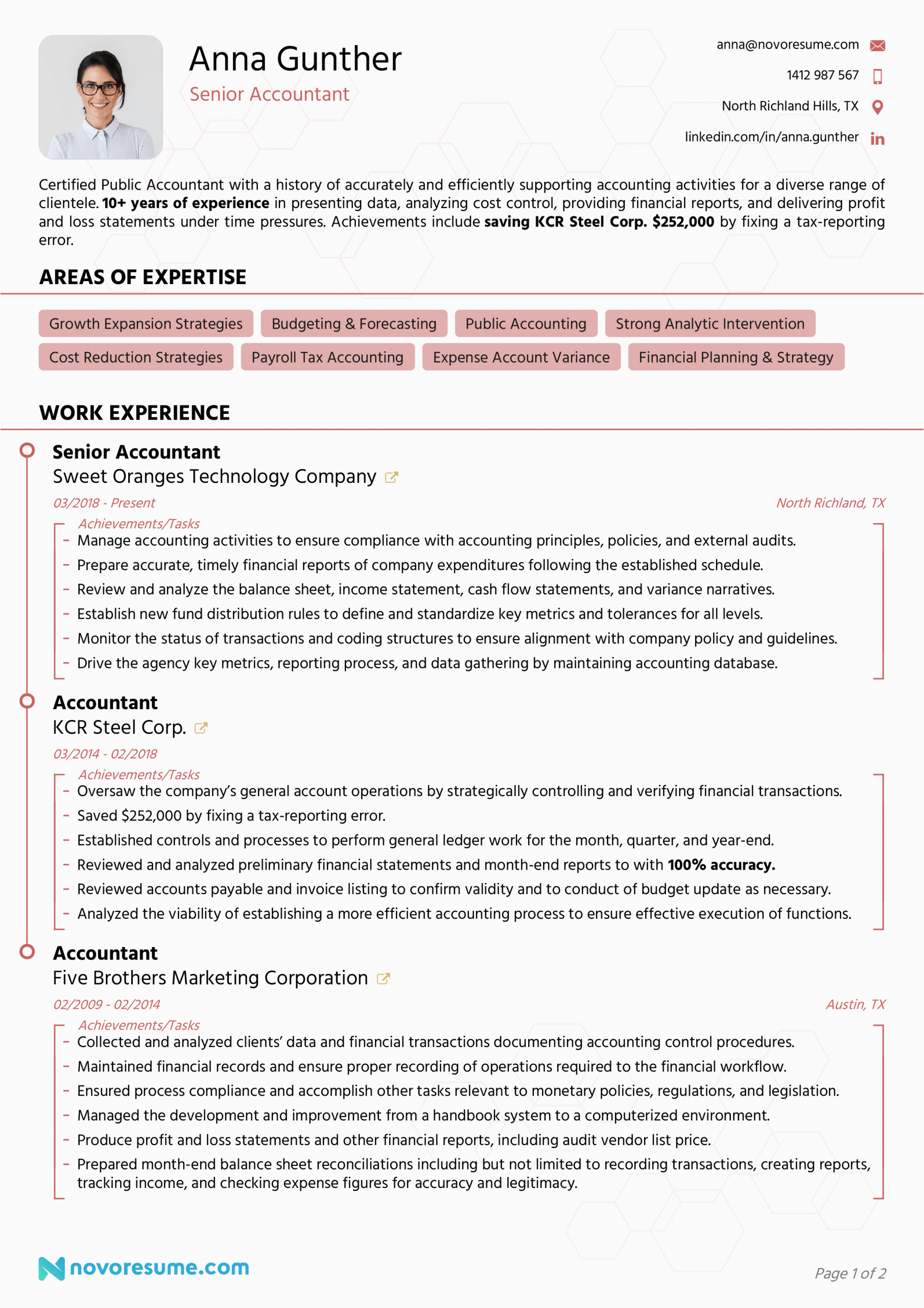 Sample Of Functional Resume for Accountant Accountant Resume Writing Guide & Example for 2021