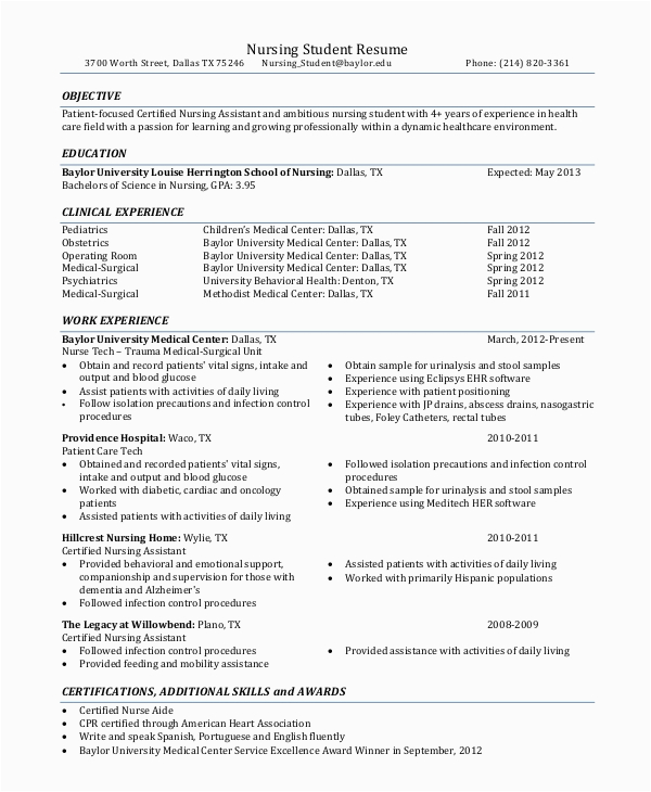 resume objectives example