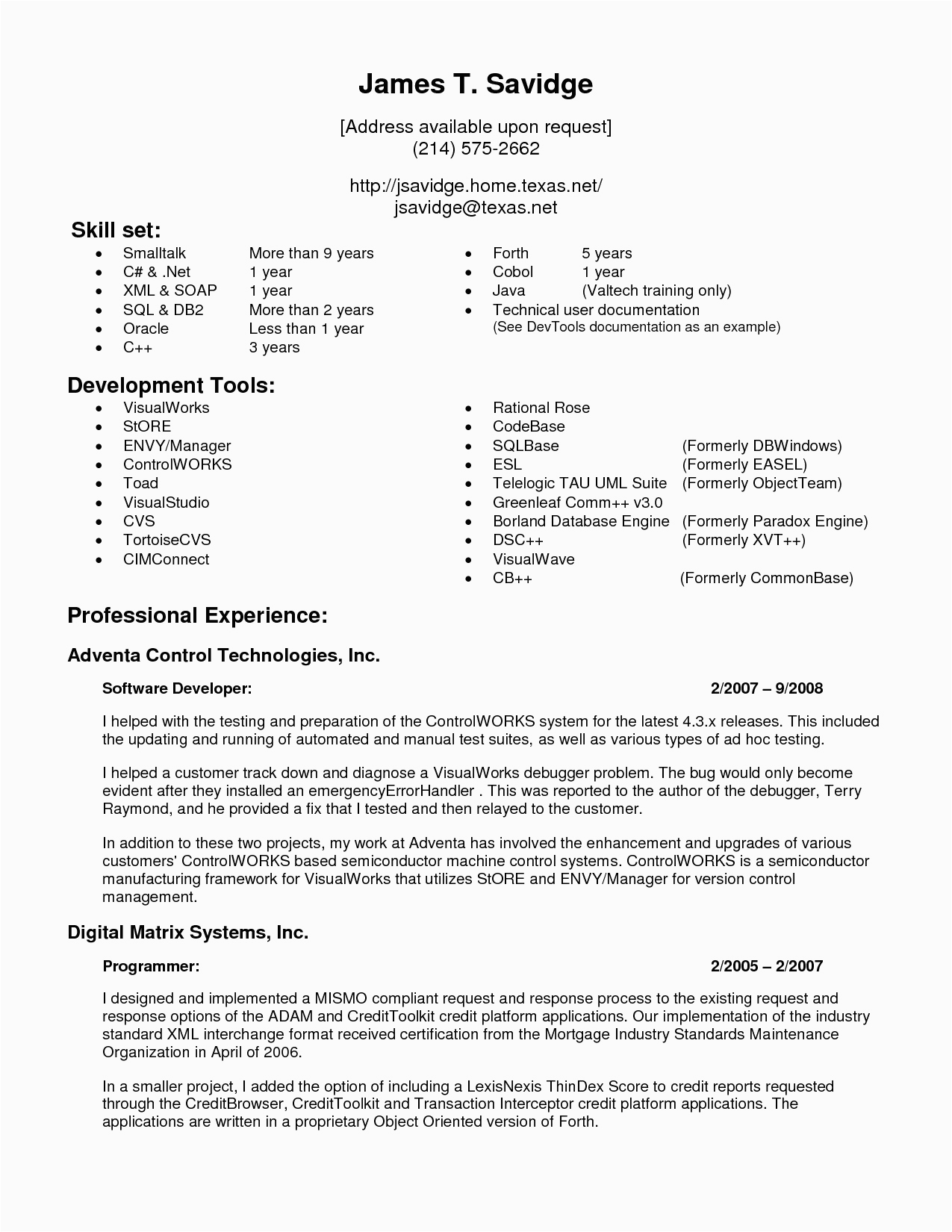 5 years experience resume format