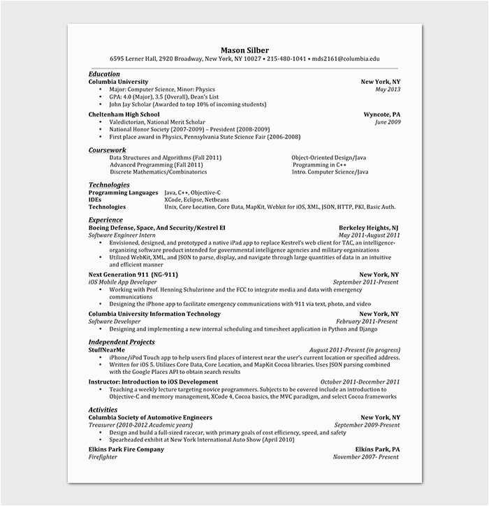 android developer resume template