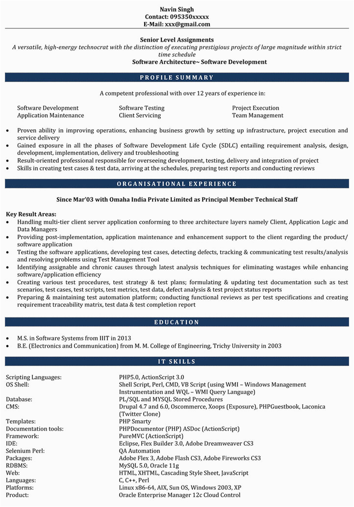 resume templates for 1 year experienced