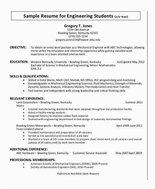 10 years experience resume format