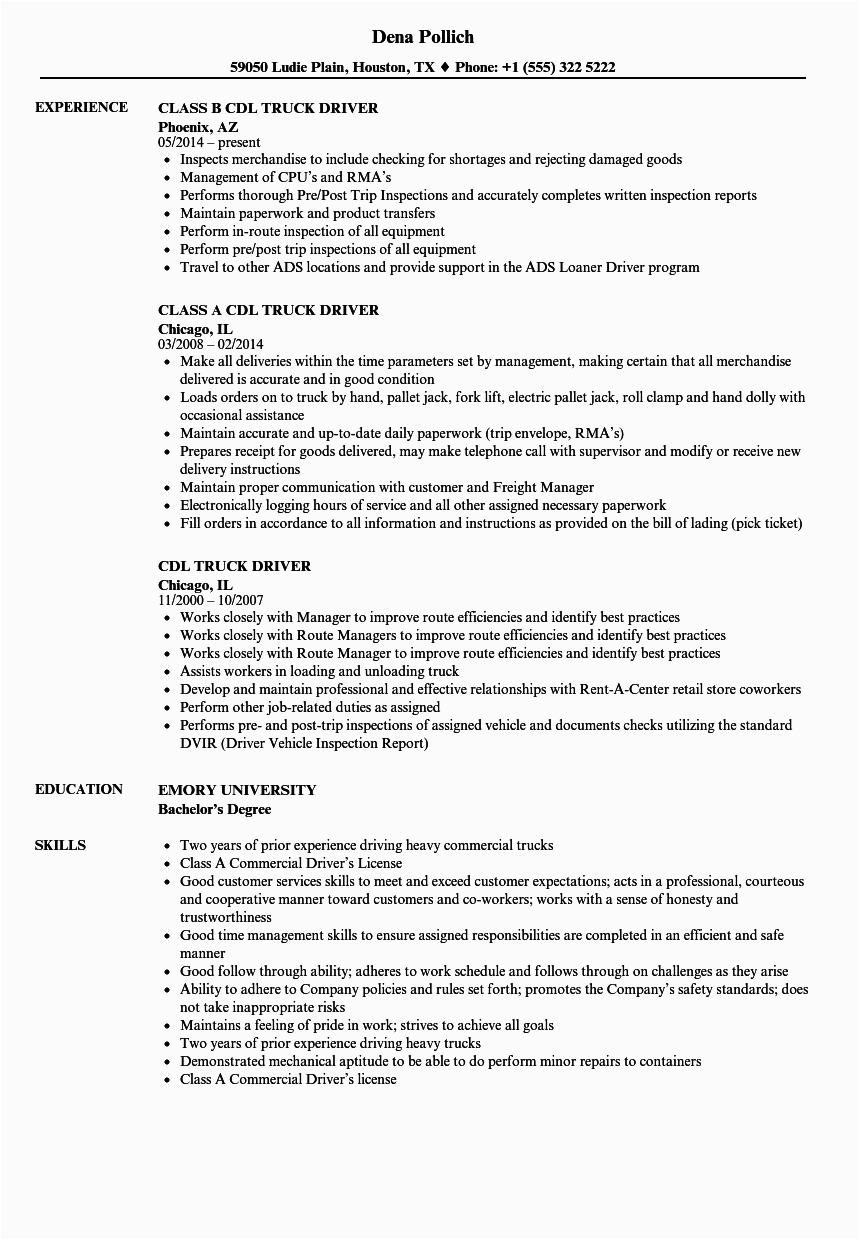 cdl truck driver resume sample