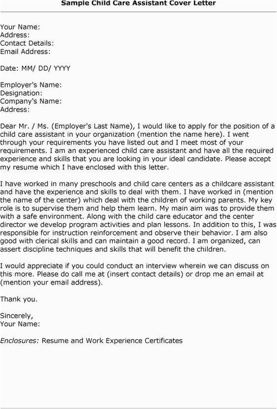 cover letter for daycare worker no experience