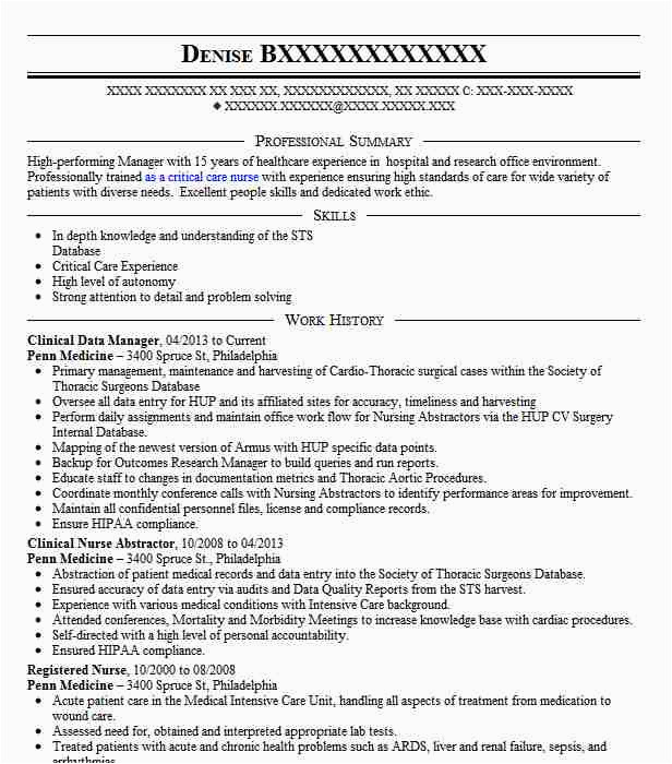 data manager resume example