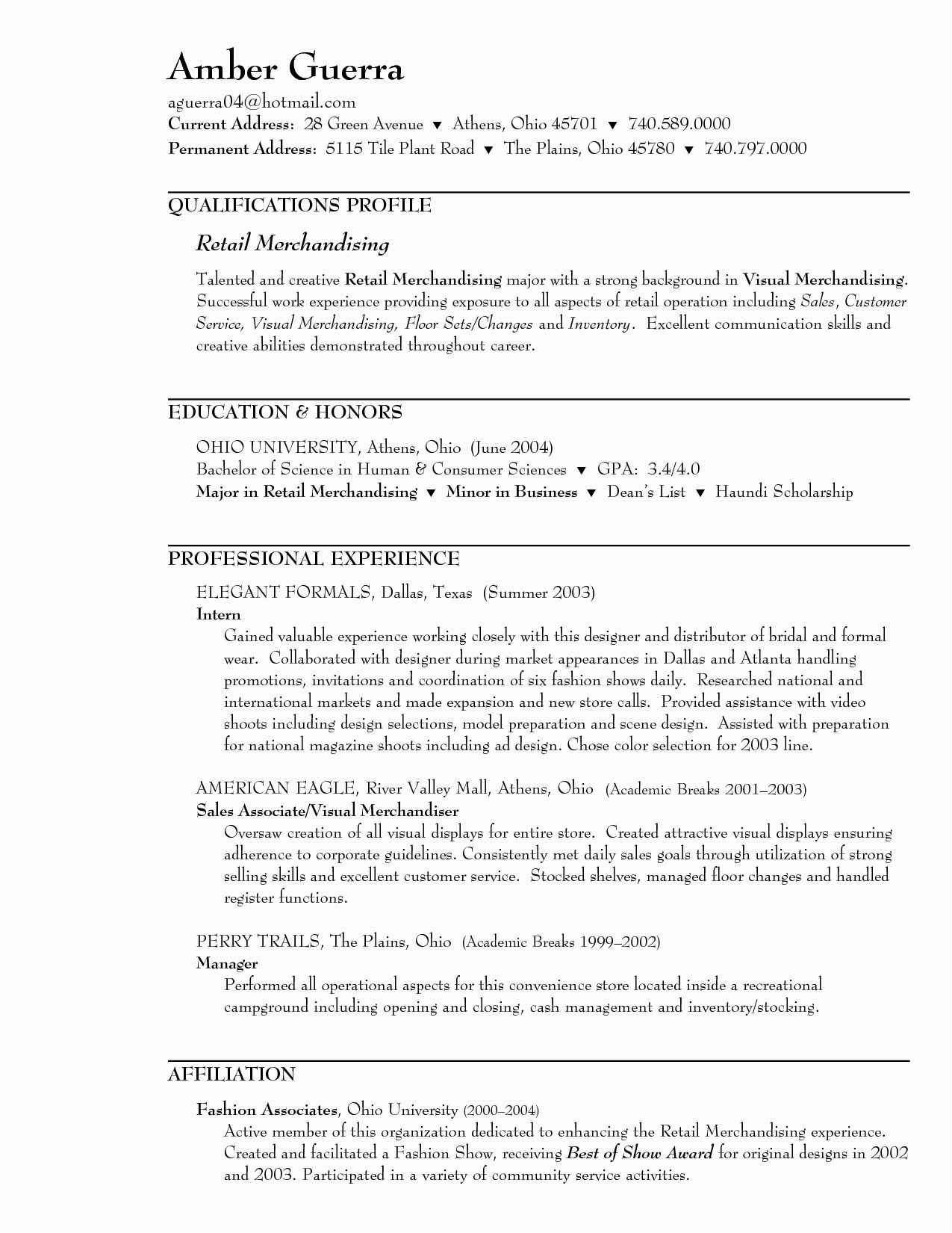 Sample Resume for Clothing Retail Sales associate Sample Resume for Retail Sales associate In A Clothing