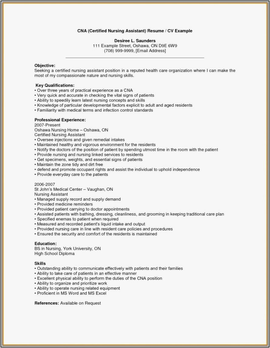 resume for cna without experience