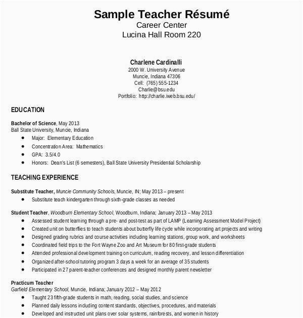 beginner school teacher resume sample