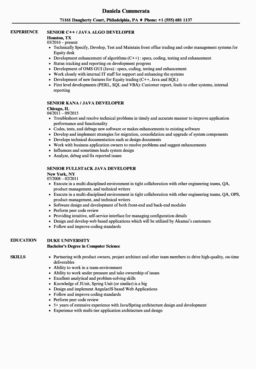 sample resume for experienced mainframe