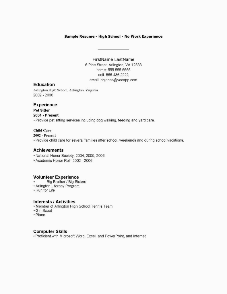 high school student resume with no experience