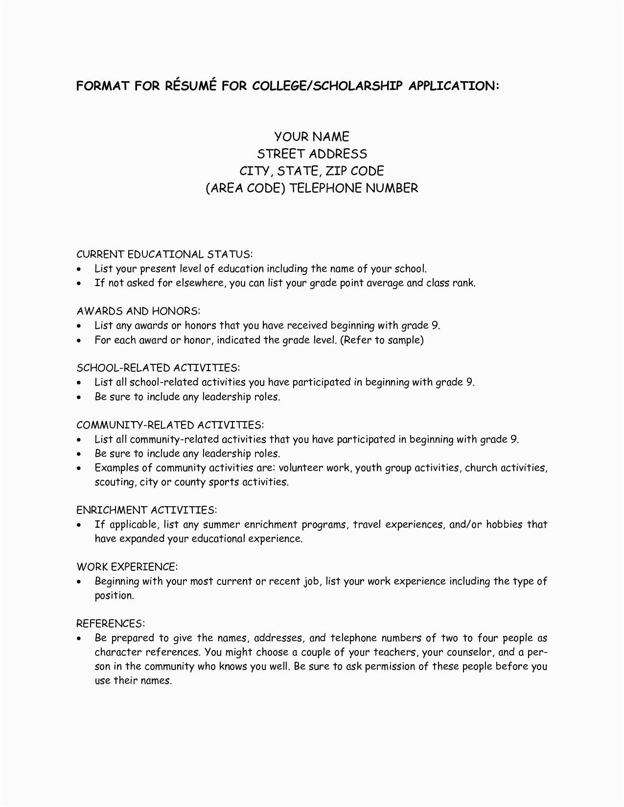 sample resume for high school students applying for scholarships