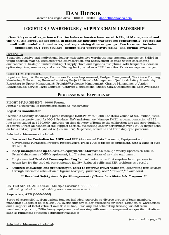 Sample Resume for Supply Chain Executive Resume Sample 17 Supply Chain Management Resume – Career