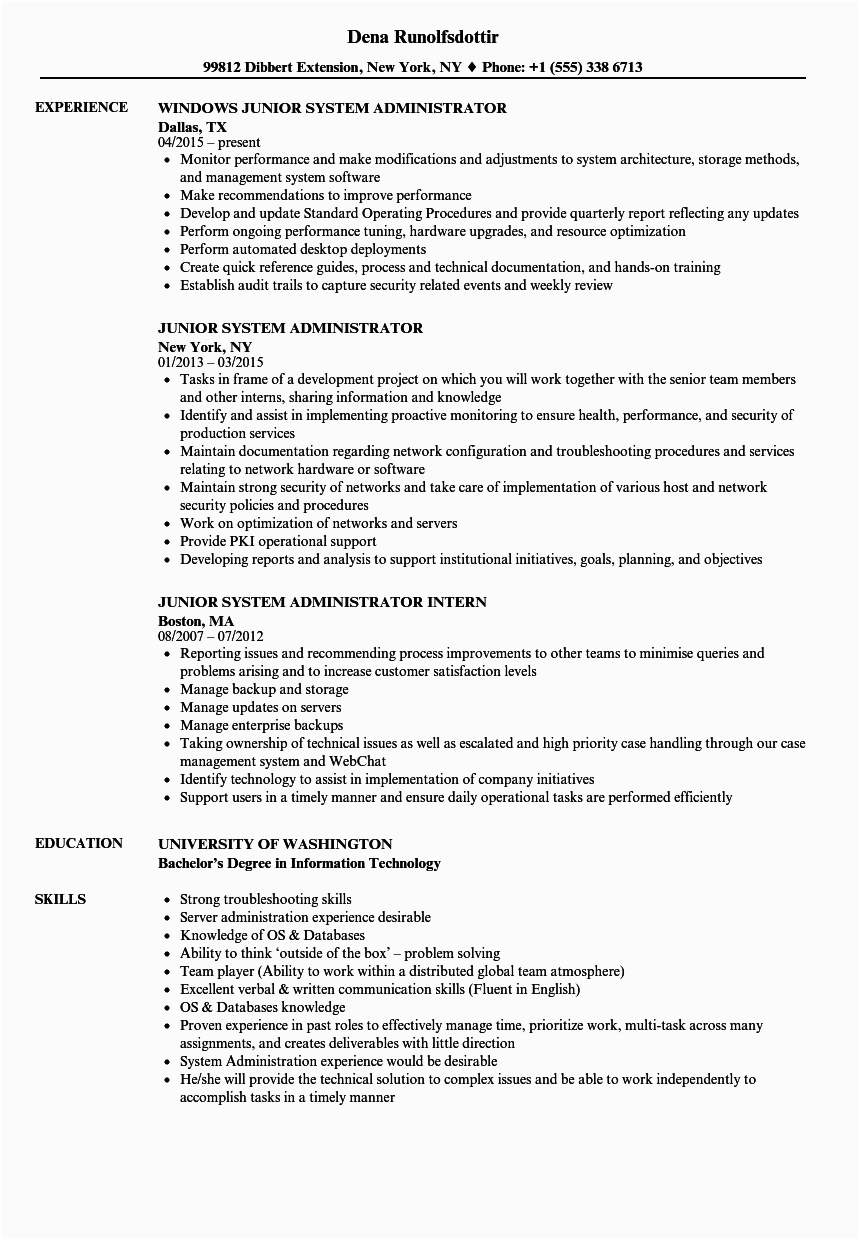 sample resume for network administrator