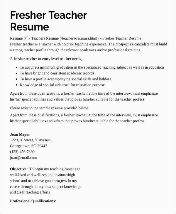 sample resume teacher assistant no experience
