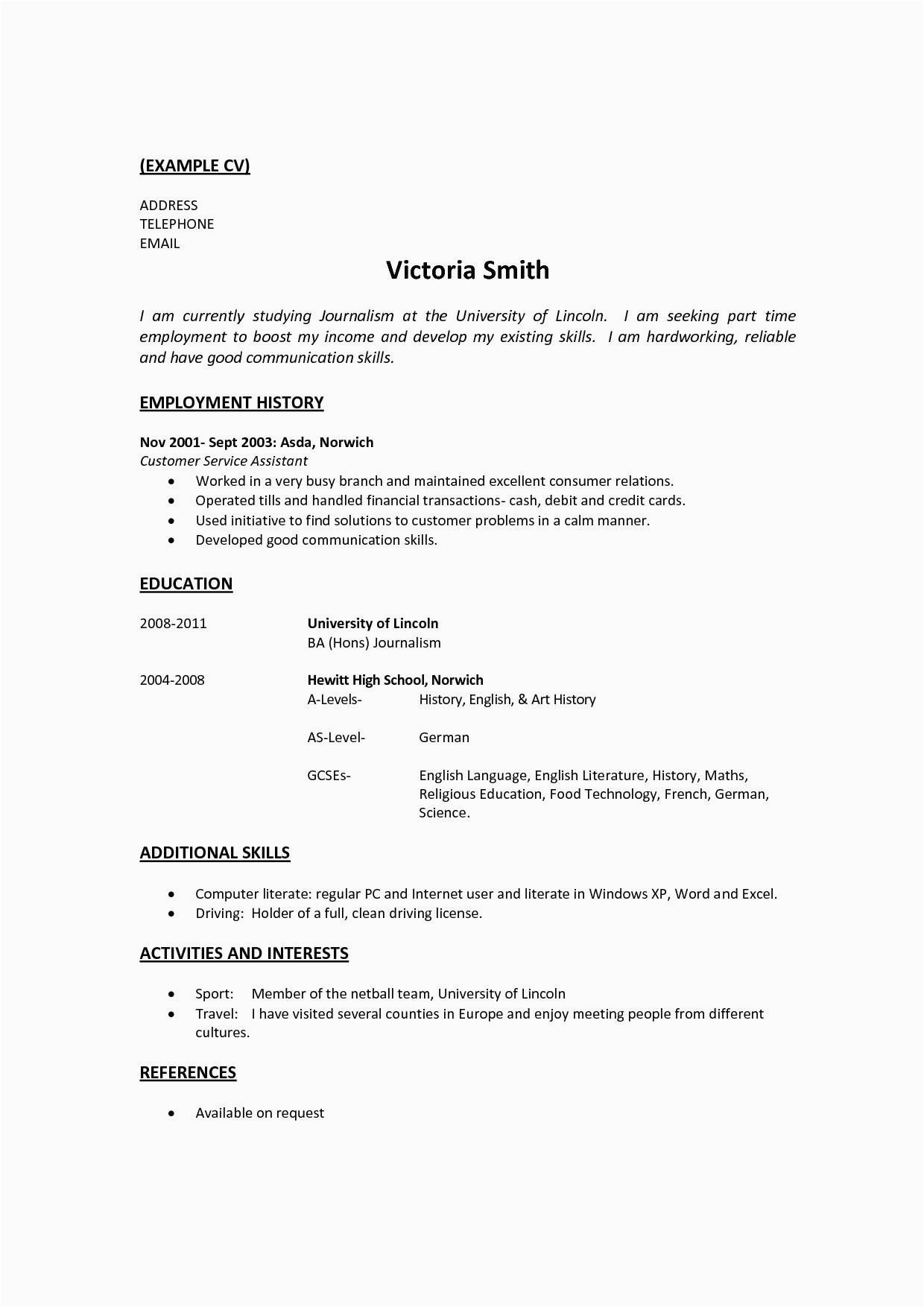 resume templates for students with no