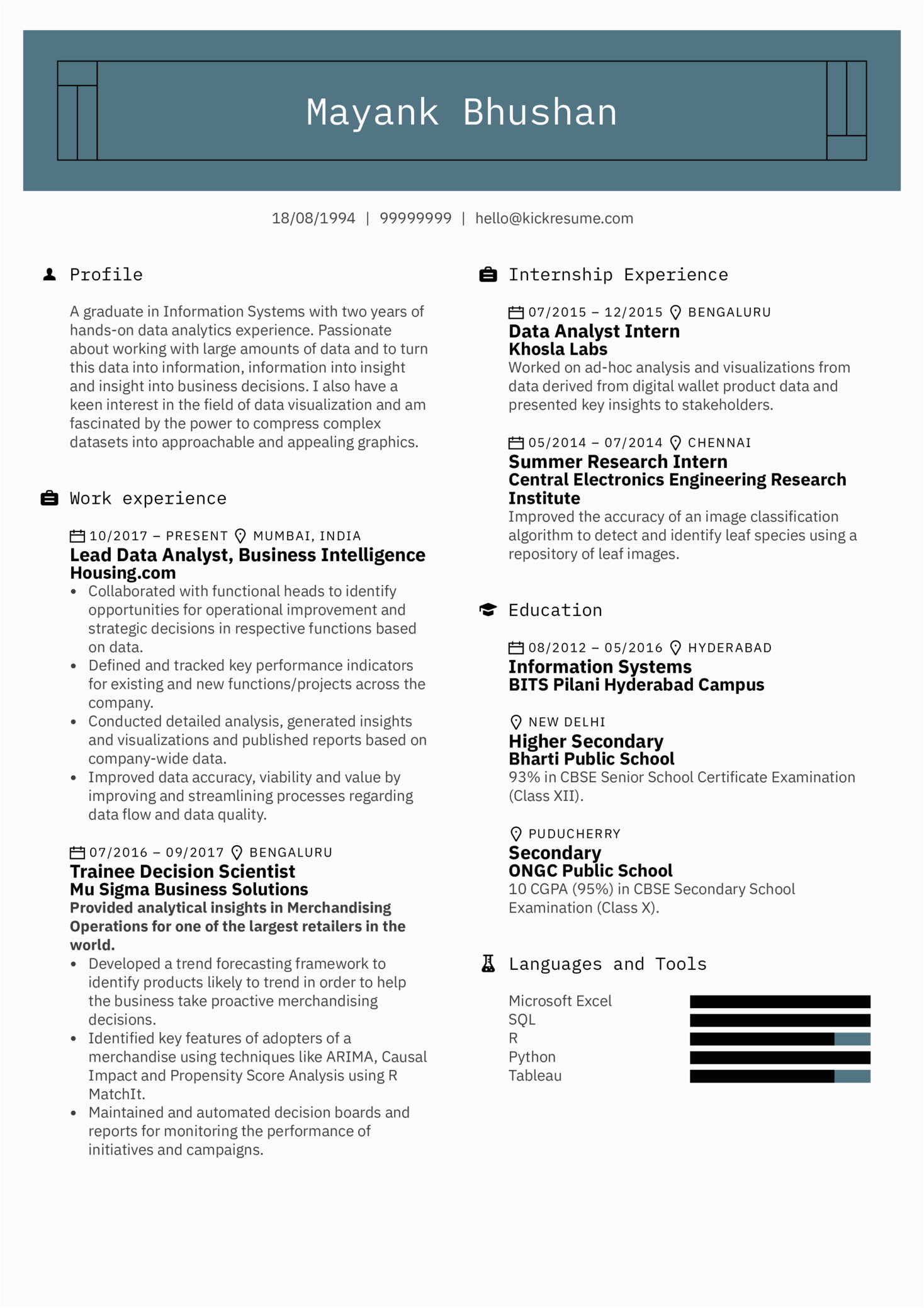 Sample Resume Of A Data Analyst Lead Data Analyst Resume Example