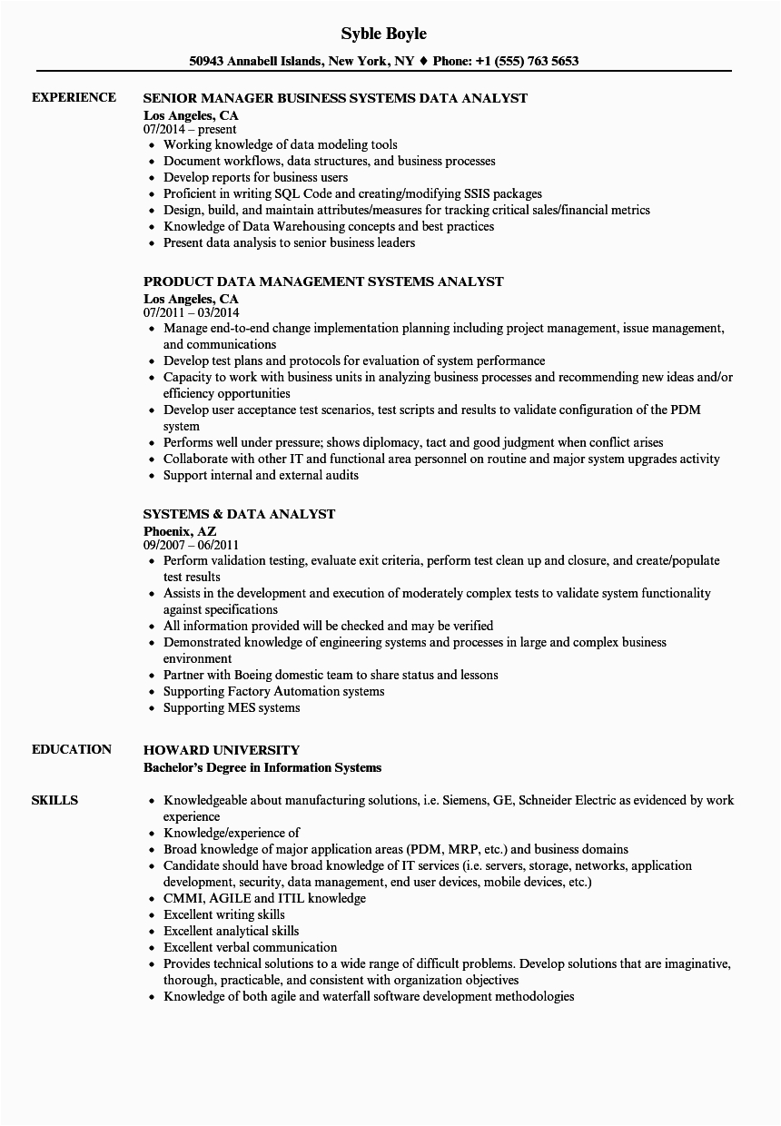 Sample Resume Of A Data Analyst Systems & Data Analyst Resume Samples