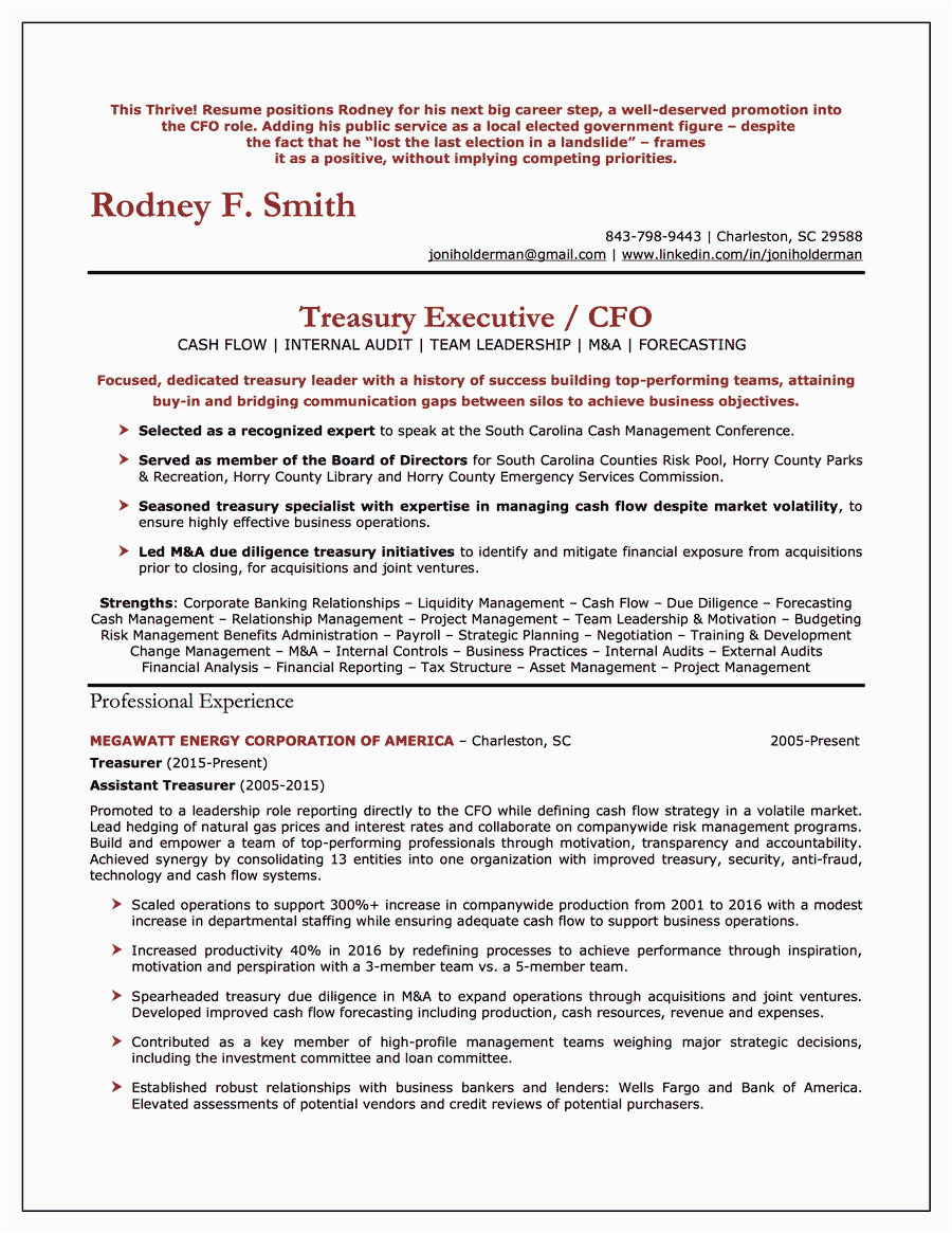 cfo resume sample