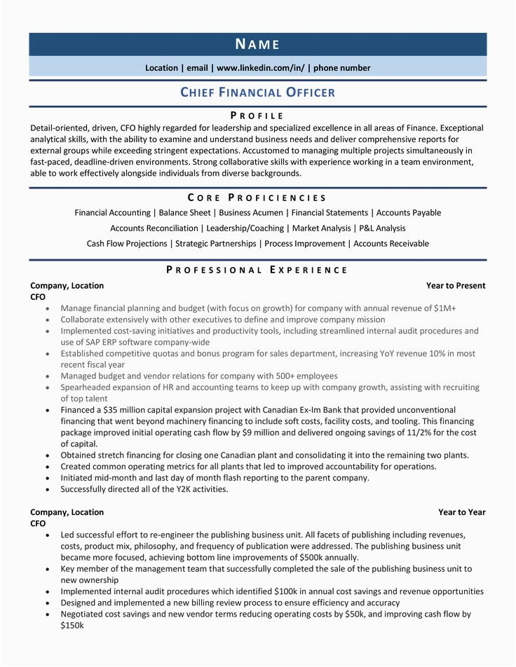 Sample Resume Of Cfo In India Chief Financial Ficer Cfo Resume Samples Template