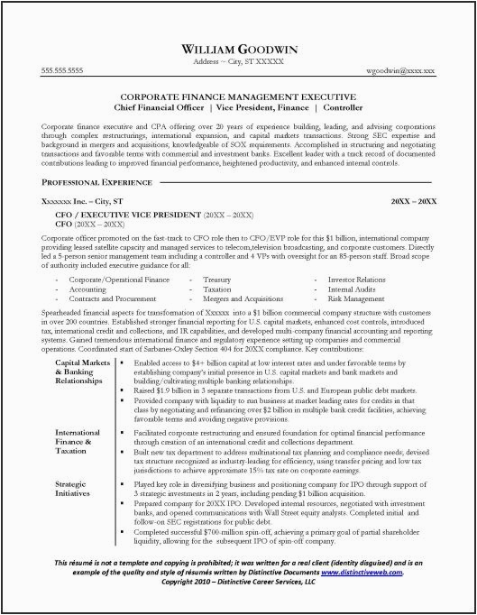 Sample Resume Of Cfo In India Sample Cfo Resume Page 1 Resume Examples