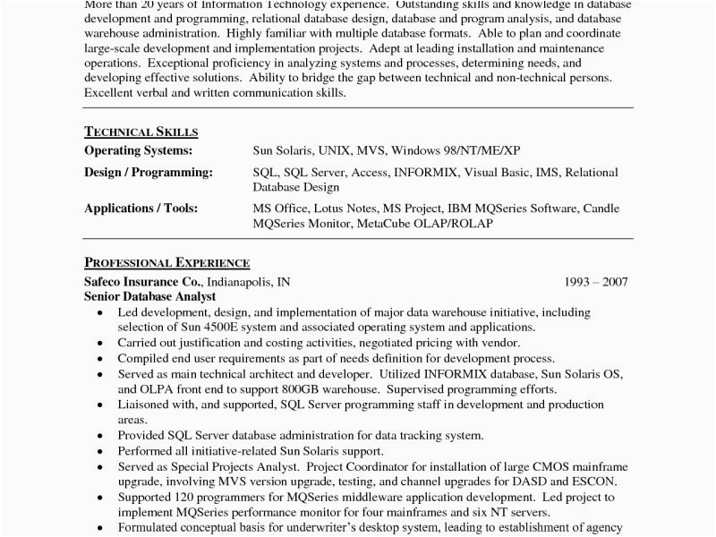 sql server dba resume