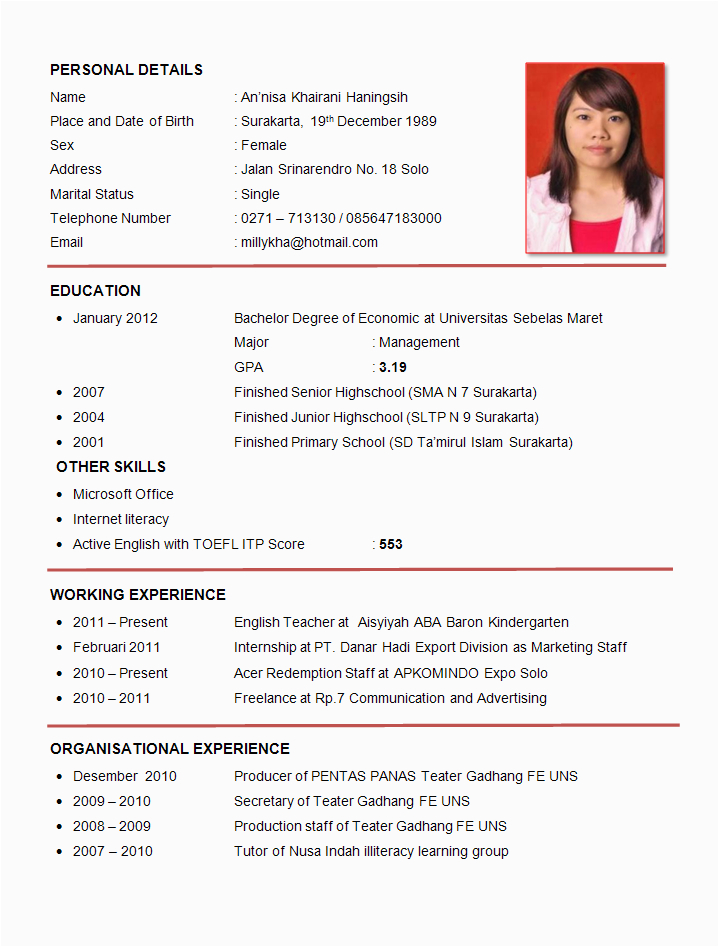 resume sample first job